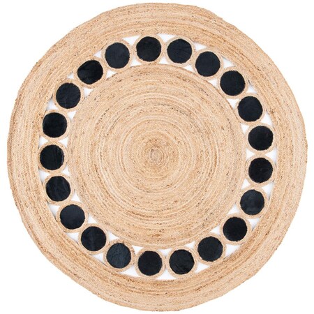 Safavieh 5 x 5 ft. Natural Fiber Round Area Rug, Beige & Black NF370Z-5R